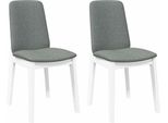 Vidaxl Sedie Da Pranzo Con Cuscino 2 Pz. Legno Massiccio Bianco In Legno Di Gomma