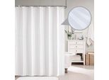 Tenda Da Doccia In Tessuto Nobile A Righe Damascate Bianche 180X200 Cm Incl. Anelli Per Tenda Da Doccia