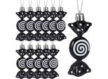 Inf Mini Ornamenti Natalizi A Forma Di Caramella - Set Da 6, Decorazioni Festive Per L'albero Nero