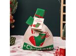 Inf Sacchetto Natalizio A Forma Di Mela In Maglia Con Cartellino - Confezione Regalo Festiva Verde