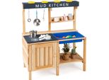 Costway Cucina Del Fango Per Bambini All'aperto, Cucina Da Gioco In Legno Con Lavello Rimovibile, Accessori, Armadietto, 2 Scomparti, Portabicchieri E Ganci, Per Bambini 3+