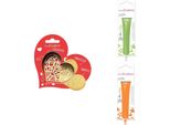 Set Di Biscotti A Forma Di Cuore + 2 Penne Di Cioccolato Verde Chiaro E Arancione