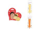 Set Di Biscotti A Forma Di Cuore + 2 Penne Di Cioccolato Giallo Pastello E Arancione