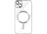 Custodia In Silicone Magsafe Apple Iphone 13 Protezione Fotocamera Cornice Argento Cromato
