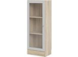 Libreria Base 1 Anta In Vetro Struttura Rovere Decoro Bianco.