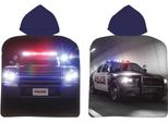 Veicolo Di Polizia Auto Di Pattuglia Polizia Luce Blu Polizia Poncho Da Bagno Per Bambini Con Cappuccio Nero, 50 X 100 Cm, 100 % Cotone