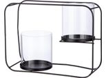 Gilde Windlicht, Rechteckig, "Rectangle"", Glas, Metall, Schwarz, , L. 13 Cm, B. 34,4 Cm, H. 26 Cm 51683/Abverkauf Nur Solange Vorrat Reicht"