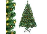 Yuenfong Albero Di Natale Artificiale Con Illuminazione 250 Led Bianco Caldo Incl. Supporto In Metallo 570 Punte, Albero Di Natale In Pvc (180 Cm, Pvc Verde+Led)