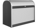 Gartenbox Biohort "Storemax Gr. 160, Verschiedene Farben", Grau (Dunkelgrau, Metallic), B:163Cm H:120Cm T:78Cm, Stahl, Aufbewahrungsboxen, Gartenbox, 163X78X120 Cm, Ideal Als MüLltonnenboxoder Fahrradgarage