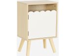 Comodino Per Bambini Decorazione Legno 1 Anta, Bianco