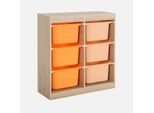 Mobile Contenitore Per Bambini Con 6 Scatole Colorate, Arancione