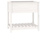 Vidaxl Fioriera Con Ripiano Bianco 82,5X54X81 Cm In Legno Di Pino Massiccio