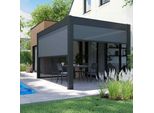 Pergola Bioclimatica Autoportante 3X4M Con 2 Tende 2,66X2,34 M Grigie - Oviala Athenes