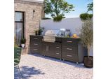 Cucina Da Esterno A 3 Pezzi Con Barbecue Nero - Oviala Memphis