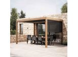 Pergola Bioclimatica Autoportante E Motorizzata 3X4M E 1 Tenda Da Sole - Oviala Kavala
