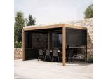 Pergola Bioclimatica Addossata E Motorizzata 3X4M E 2 Tende - Oviala Thebes