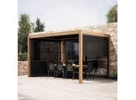 Pergola Bioclimatica Autoportante 3X4M E 2 Tende In Legno Grigio - Oviala Athenes