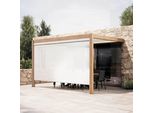 Pergola Bioclimatica Addossata 3X4M E 1 Tenda In Legno Bianca - Oviala Thebes