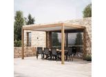 Pergola Bioclimatica Autoportante E Motorizzata 3X4M, Legno Bianco - Oviala Kavala