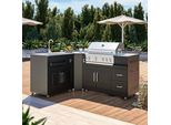 Cucina Da Esterno In Metallo Con 3 Moduli, Lavello E Barbecue - Oviala Memphis