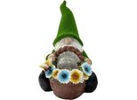 Gnomo Da Giardino Solare, Cesto Di Fiori E Resina Sintetica, Classico Arredo Da Giardino, Per Prati E Terrazze, Decorazione Luminosa Per Esterni