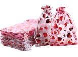 Inf Sacchetti Organza Cuore Oro 9X12Cm (50 Pezzi) - Sacchetti Regalo Con Coulisse