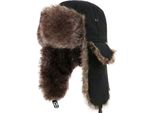 Cappello Invernale Con Pelliccia Sintetica, Cappello Da Caccia E Da Sci, Impermeabile E Antivento, Paraorecchie, Nero, Per Proteggersi Da Freddo E Neve