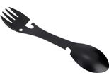 Posate Da Esterno 5 In 1, Forchetta In Acciaio Inox, Cucchiaio Con Apribottiglie E Apriscatole, Nero Per Campeggio Ed Escursionismo