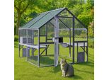 Recinto Per Gatti Da Esterno Wiltec 140 X 187 X 187 Cm, Recinto Per Gatti Da Esterno In Legno, Recinto Da Esterno A Diversi Livelli, Recinto Per Gatti Per Giardino, Balcone