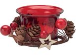 Midocean - Portacandele, Design Natalizio MO1827 (Taglia Unica) (Rosso)