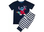 Lilo & Stitch - Pigiama Con Pantaloni Lunghi Per Bambini - Design Natalizio A Maniche Corte BI54007 (116) (Blu Navy)