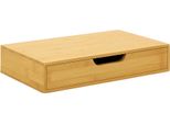 Mensola Da Parete In Bambù Con Cassetto Mensola Sospesa Per Camera Da Letto Soggiorno O Corridoio Mensola Con Portaoggetti Mensola Da Parete 40X24X8Cm Colore Naturale