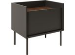 Selsey Tovi - Comodino A 1 Anta, 50 Cm, Nero/Noce Effetto Legno