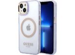 Guess Guhmp14Shtcmu Custodia Rigida Per Iphone 14 / 15 / 13 6.1 Purpurowy/Purple Profilo Oro Traslucido Magsafe
