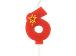 1 Numero Di Candela, Mini 6,8 Cm, Rosso "6"""