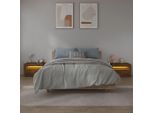 Comodini 2 Pezzi Con Led Rovere Fumé 60X35X40 Cm