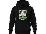 I'm Only Here To Spit Halloween Llama Saying Dolcetto O Scherzetto Felpa Con Cappuccio Unisex, Nero, S