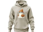 Fantasma Zucca Halloween Carino Berretto Caffè Autunno Carino Spaventoso Unisex Felpa Con Cappuccio, Natura, L