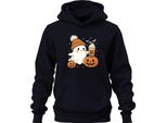 Fantasma Carino Con Zucca Latte Halloween Zucca Beanie Carino Unisex Felpa Con Cappuccio, Navy, M