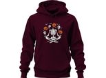 Halloween Scheletro Yoga Meditazione Zucca Teschio Pipistrello Felpa Con Cappuccio Unisex, Borgogna, S