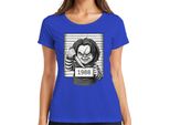 Chucky Killer Doll 1988 Horror Police Photo Killer Doll Cult Maglietta Da Donna, Blu, 3XL