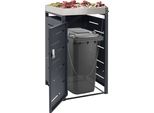 1 Coperchio Per Bidone Hwc-H40B, Contenitore Per Bidone, Fioriera In Combinazione Acciaio Inox-Metallo 24Kg 110X60X62Cm Espandibile