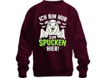 I'm Only Here To Spit Halloween Llama Saying Dolcetto O Scherzetto Felpa Unisex, Borgogna, M