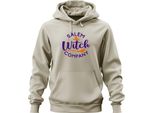 Salem Witch Company Cappello Da Strega Di Halloween Strega Scopa Stelle Vintage Unisex Felpa Con Cappuccio, Natura, 3XL