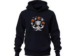 Halloween Scheletro Yoga Meditazione Zucca Teschio Pipistrello Felpa Con Cappuccio Unisex, Navy, S
