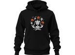 Halloween Scheletro Yoga Meditazione Zucca Teschio Pipistrello Felpa Con Cappuccio Unisex, Nero, S