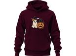 Boo Halloween Zucca Fantasma Carino Cappello Strega Retro Vintage Carino Unisex Felpa Con Cappuccio, Borgogna, M