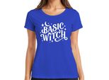 Maglietta Basic Witch Halloween Moon Stars Magical Witch Fan Gothic Donna, Blu, L