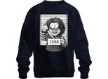 Chucky MöRderpuppe 1988 Horror Polizeifoto Killer Puppe Cult Unisex Felpa Pullover, Navy, S