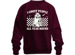 Faccio Fantasmi Tutto L'anno Halloween GeisterkostüM Retro Karo Unisex Felpa Pullover, Borgogna, 3XL